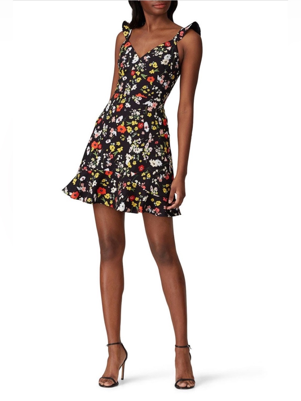 Aidan by Aidan Mattox Black Floral Crepe Mini Dress~Size 6~$195~